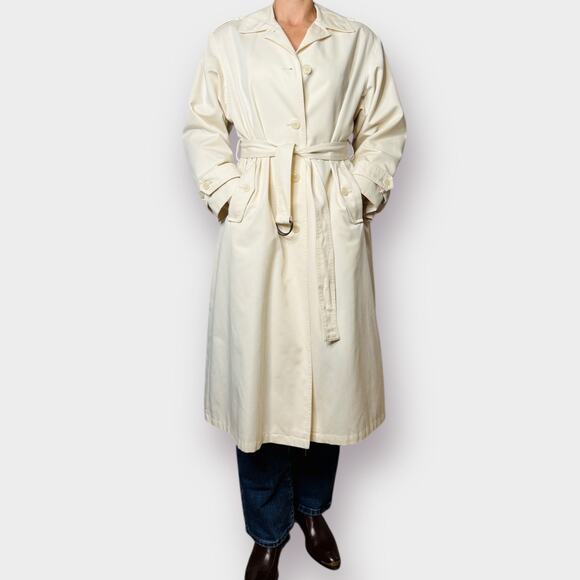 80s Coat Works Cream Trench Coat - Picture 4 of 10